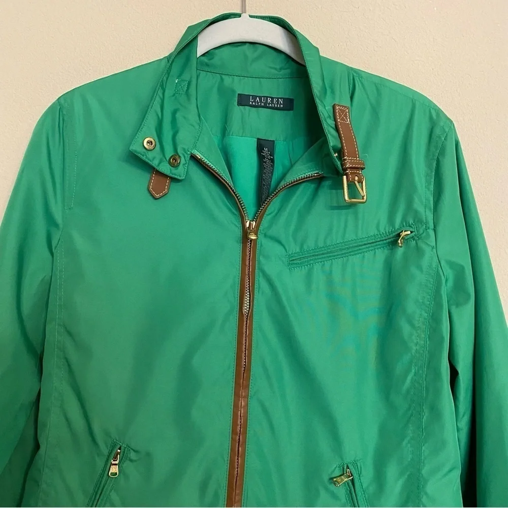 LAUREN Ralph Lauren Lightweight Jacket Buckle Collar Mockneck Size Medium Preppy
